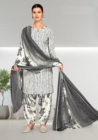 Picture of Admirable Crepe Dim Gray Straight Cut Salwar Kameez