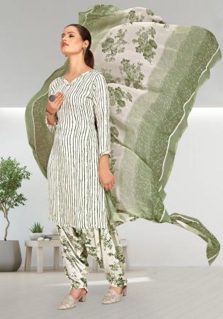 Picture of Statuesque Crepe White Smoke Straight Cut Salwar Kameez