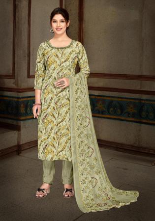 Picture of Splendid Crepe Dark Khaki Straight Cut Salwar Kameez