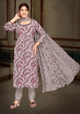 Picture of Elegant Crepe Dark Grey Straight Cut Salwar Kameez