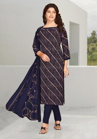 Picture of Crepe Dark Slate Grey Straight Cut Salwar Kameez