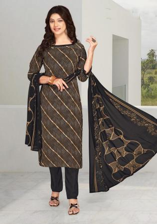 Picture of Wonderful Crepe Dark Khaki Straight Cut Salwar Kameez