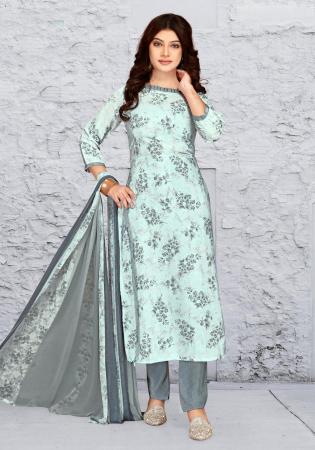 Picture of Fascinating Crepe Powder Blue Straight Cut Salwar Kameez