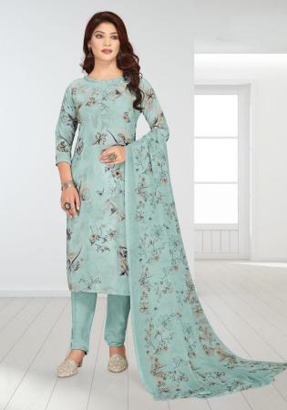 Picture of Crepe Light Steel Blue Straight Cut Salwar Kameez
