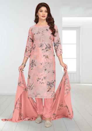 Picture of Pretty Crepe Rosy Brown Straight Cut Salwar Kameez