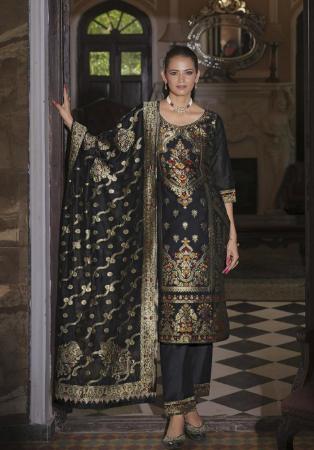 Picture of Grand Silk Black Readymade Salwar Kameez
