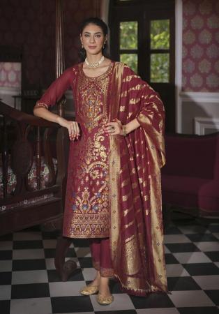 Picture of Enticing Silk Brown Readymade Salwar Kameez