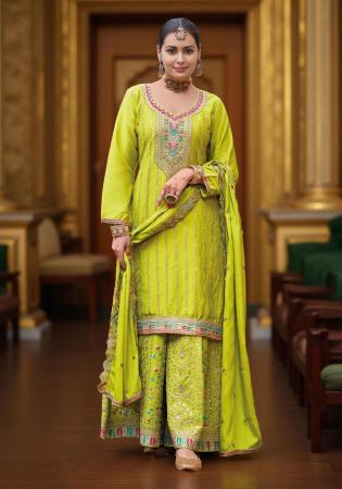 Picture of Elegant Chiffon Golden Rod Readymade Salwar Kameez