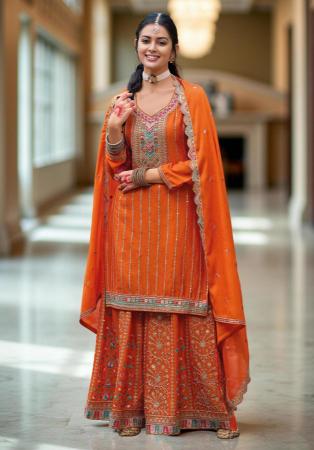 Picture of Taking Chiffon Dark Khaki Readymade Salwar Kameez