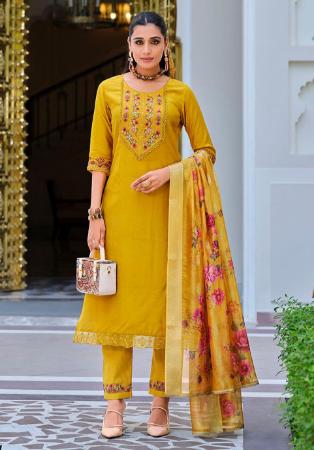 Picture of Chiffon Dark Golden Rod Readymade Salwar Kameez