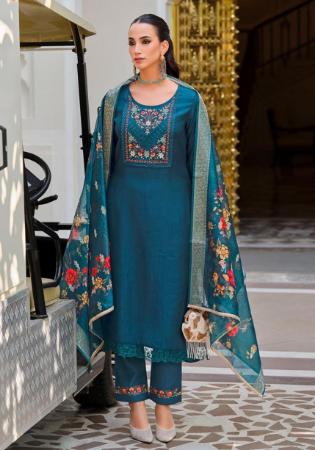 Picture of Delightful Chiffon Teal Readymade Salwar Kameez