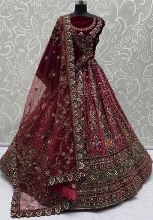 Picture of Exquisite Chiffon Maroon Lehenga Choli