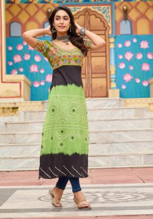 Picture of Appealing Rayon Dark Khaki Kurtis & Tunic