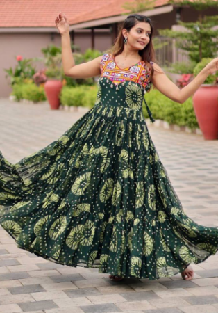 Picture of Charming Georgette Sea Green Readymade Gown
