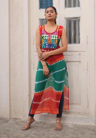 Picture of Ideal Georgette Fire Brick Kurtis & Tunic