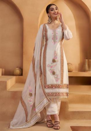 Picture of Wonderful Cotton Azure Straight Cut Salwar Kameez