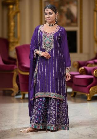 Picture of Lovely Chiffon Purple Readymade Salwar Kameez