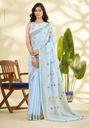 Picture of Ideal Linen & Silk Light Steel Blue Saree