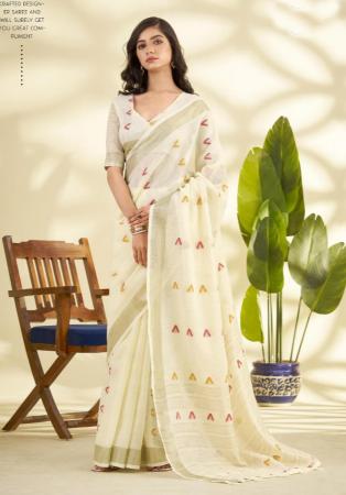 Picture of Pretty Linen & Silk Beige Saree