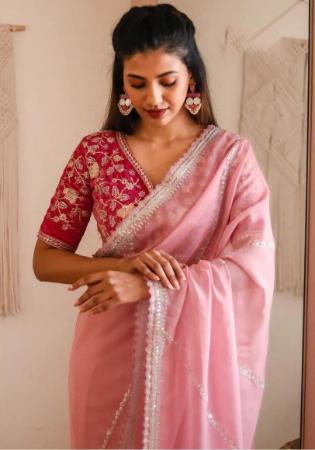 Picture of Comely Organza Dark Salmon Saree