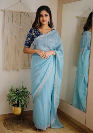 Picture of Fascinating Organza Lavender Saree