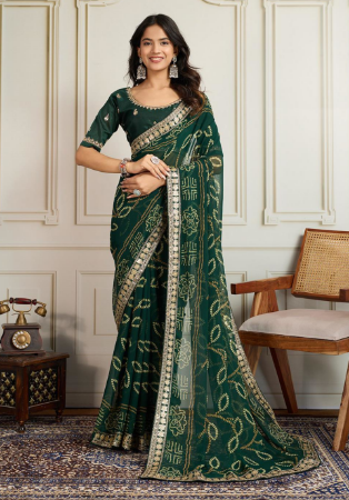 Picture of Ideal Georgette Forest Green Saree