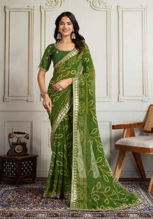 Picture of Radiant Georgette Olive Drab Saree