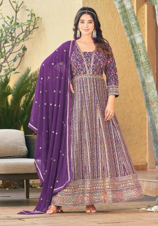 Picture of Charming Georgette Purple Anarkali Salwar Kameez