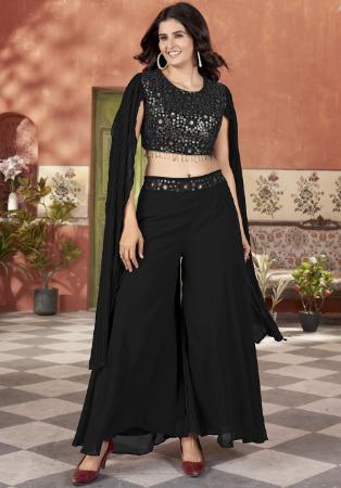 Picture of Well Formed Georgette Black Readymade Salwar Kameez