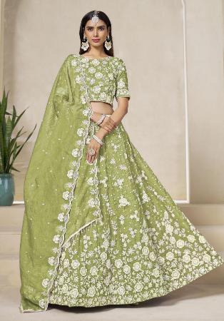 Picture of Pleasing Chiffon Dark Khaki Lehenga Choli