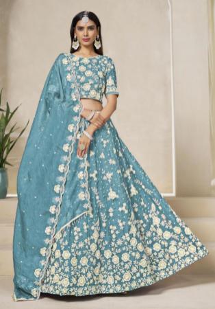 Picture of Pleasing Chiffon Dark Sea Green Lehenga Choli