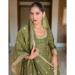 Picture of Nice Chiffon Dark Khaki Readymade Salwar Kameez