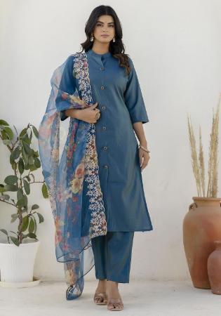 Picture of Pleasing Silk Teal Readymade Salwar Kameez