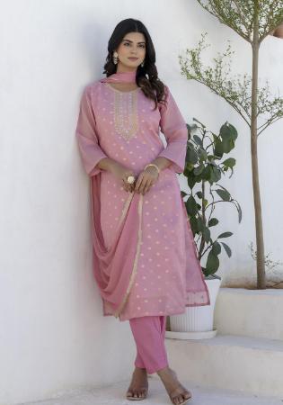 Picture of Fine Silk Rosy Brown Readymade Salwar Kameez