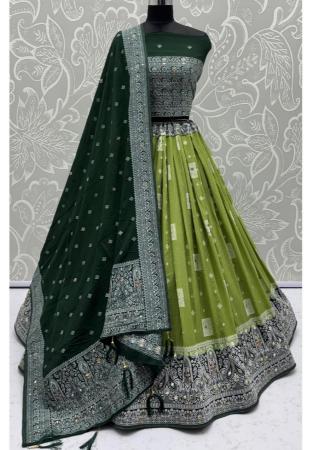 Picture of Excellent Georgette Dark Olive Green Lehenga Choli