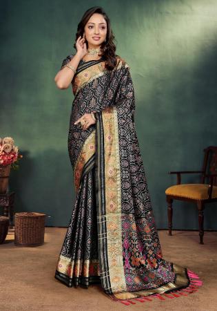 Picture of Well Formed Silk Black Saree