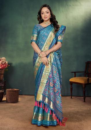 Picture of Stunning Silk Cadet Blue Saree