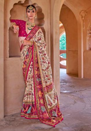 Picture of Well Formed Silk Beige Saree