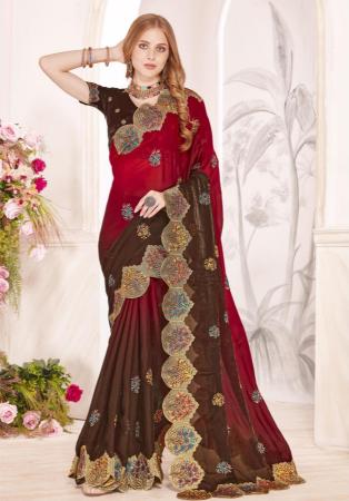 Picture of Fine Silk Dark Red Saree