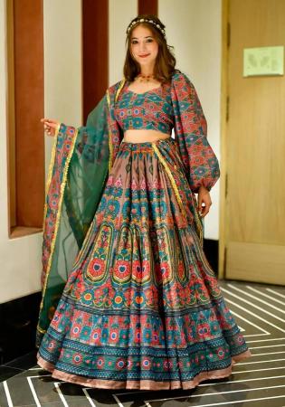 Picture of Bewitching Silk Steel Blue Readymade Lehenga Choli