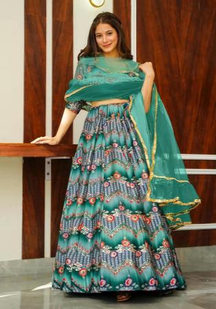 Picture of Beautiful Silk Cadet Blue Readymade Lehenga Choli