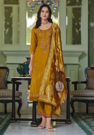 Picture of Chiffon Dark Golden Rod Readymade Salwar Kameez
