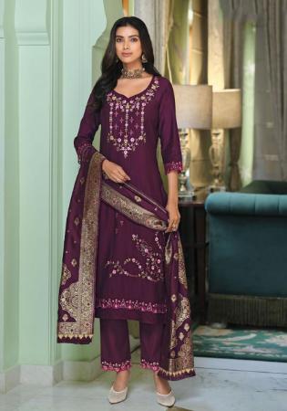 Picture of Magnificent Chiffon Purple Readymade Salwar Kameez