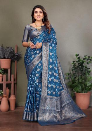Picture of Comely Silk Steel Blue Saree