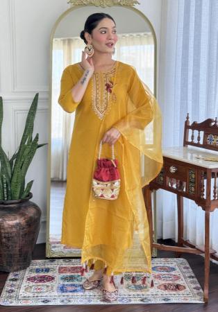 Picture of Rayon Dark Golden Rod Readymade Salwar Kameez