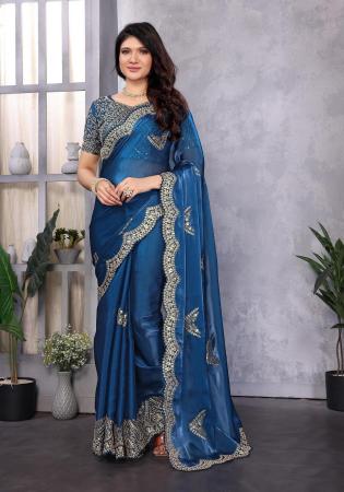 Picture of Ideal Chiffon Midnight Blue Saree