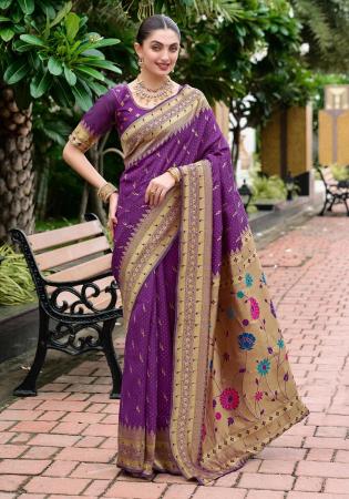 Picture of Excellent Silk Purple Saree
