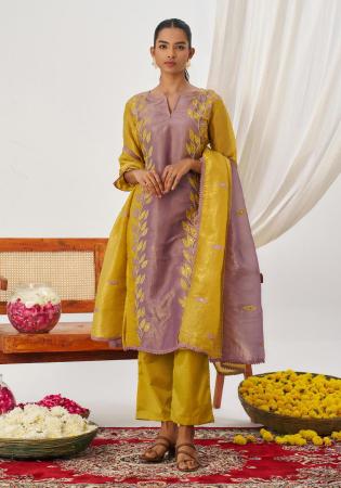 Picture of Comely Silk Rosy Brown Readymade Salwar Kameez