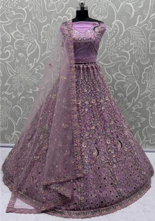 Picture of Enticing Net Purple Lehenga Choli