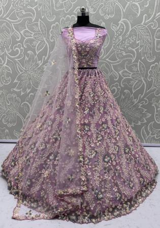 Picture of Splendid Net Light Steel Blue Lehenga Choli